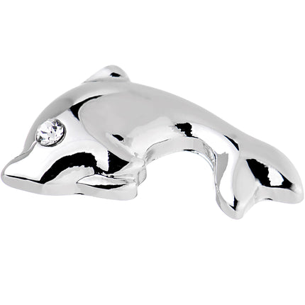 16G 1/4 Clear Gem Dolphin Left Cartilage Earring