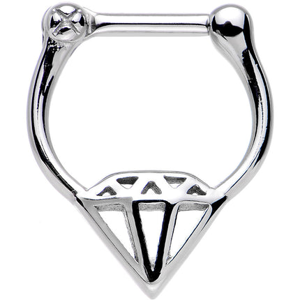 16G 1/4 Stainless Steel Drop Diamond Inspired Septum Clicker