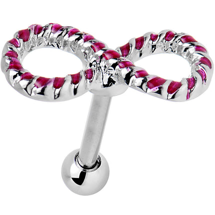 16G 1/4 Pink Gem Roped Infinity Cartilage Earring