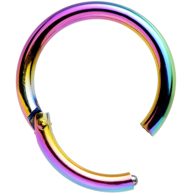 14G 3/8 Rainbow Anodized Hinged Segment Ring