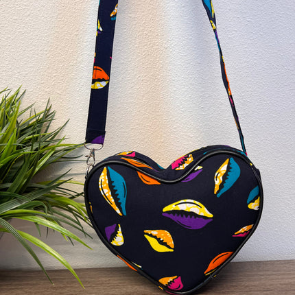 Asya Kente Heart Shaped Crossbody Bag