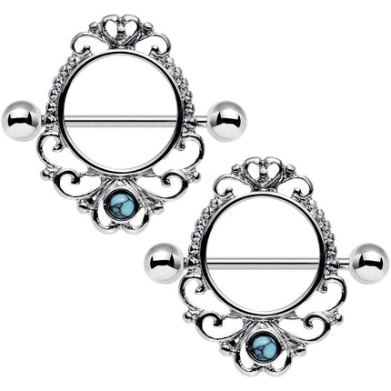 14G 3/4 Faux Turquoise Decadent Dalliance Nipple Shield Set