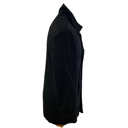 Haggar Mens Large Black Zip Button Collared Fully Lined Wool Blend Winter Coat