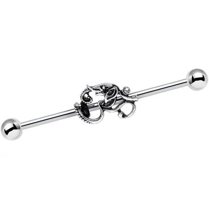 14G Clear Gem Steel Aesthetic Elephant Industrial Barbell 38mm