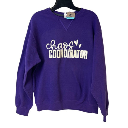 Upcycled Hand Printed Womens Medium Chaos Coordinator Long Sleeve Sweatshirt