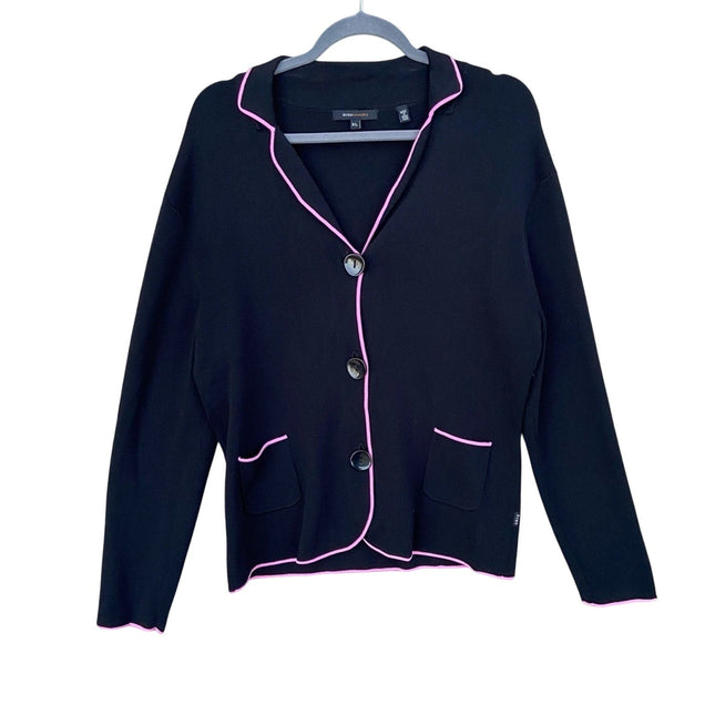 New BCBG Maxazria Womens XL Black 3-Button Up Long Sleeve Cardigan Sweater