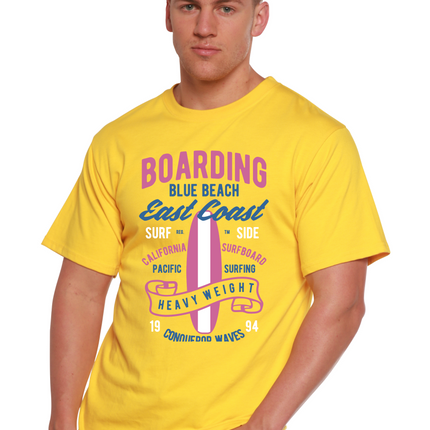 Boarding Blue Beach Men's Bamboo Viscose/Organic Cotton Short Sleeve Graphic T-Shirt