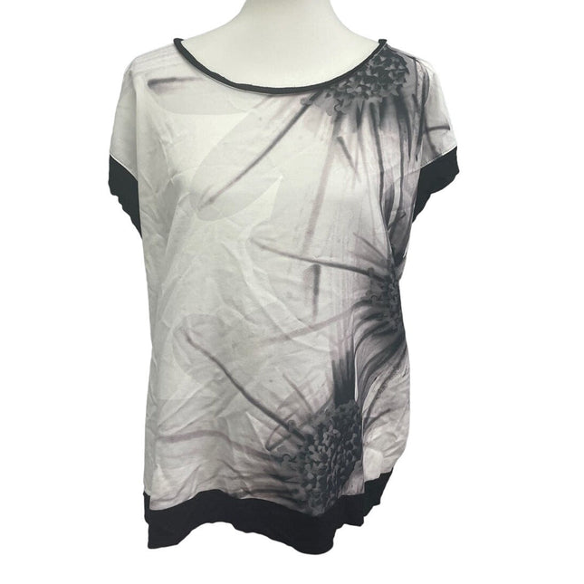 Apt 9 Womens Large Graphic Floral Flower Print Short Sleeve Scoop Neck Blouse