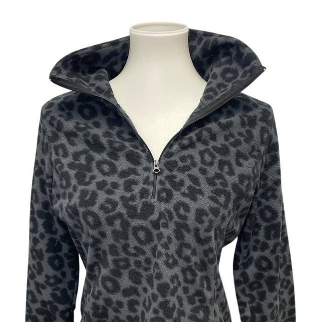 Old Navy Womens Medium Long Sleeve Leopard Spot 1/4 Zip Fleece Pullover Sweater
