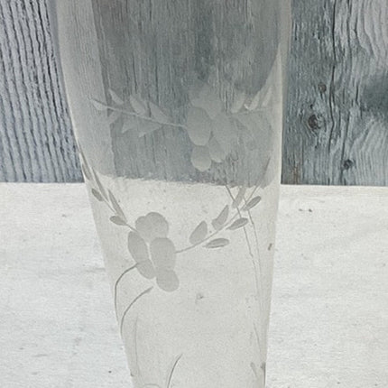 Vintage Duchin Sterling Silver Single Floral Etched Glass Bud Flower Vase