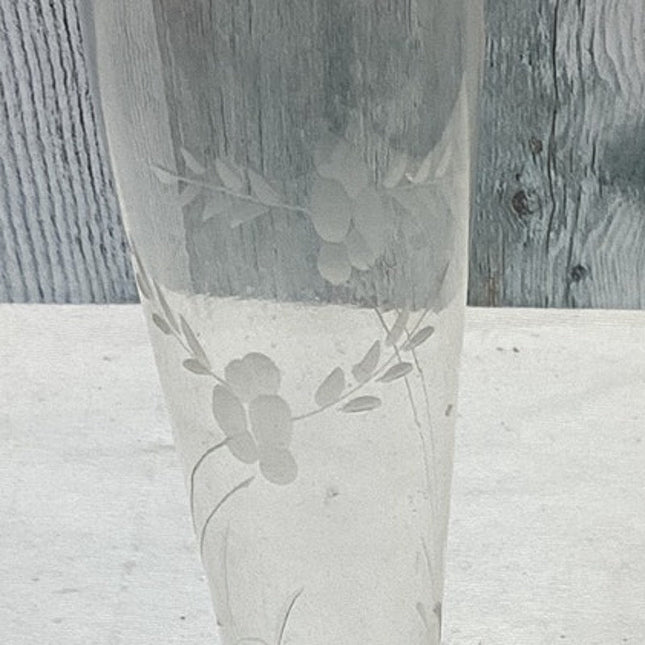 Vintage Duchin Sterling Silver Single Floral Etched Glass Bud Flower Vase