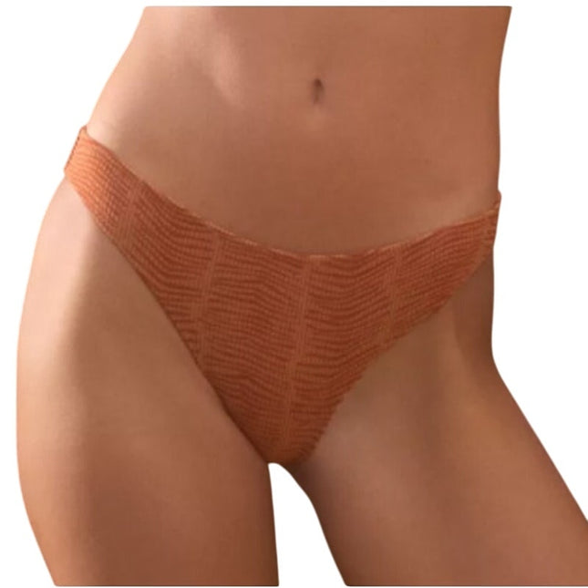 New Aerie Womens Small Orange Musk Jacquard Classic Bikini Swim Bottoms Only