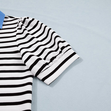 Lina Block Polo Collar Blouse