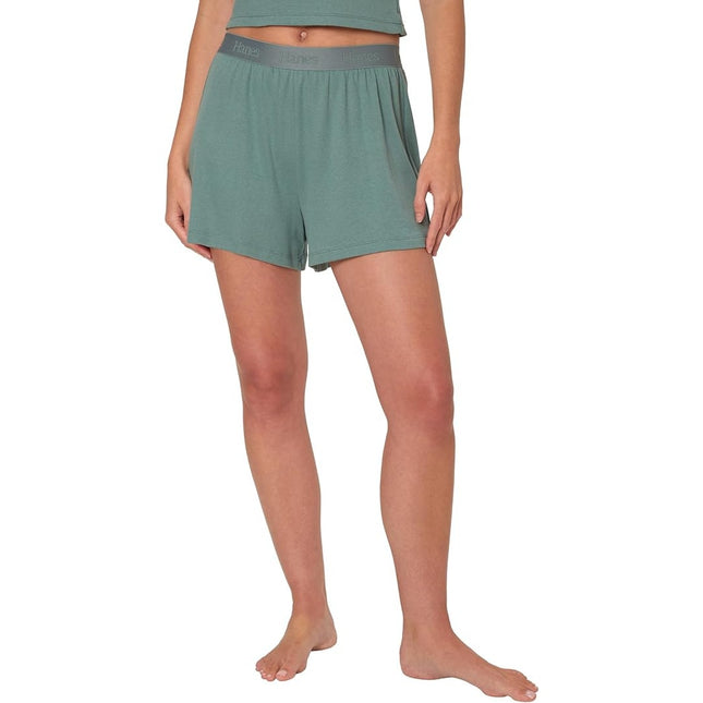 New 2 Pair Hanes Womens XS Green Blue Ribbed Super Soft Lounge Sleepwear Shorts