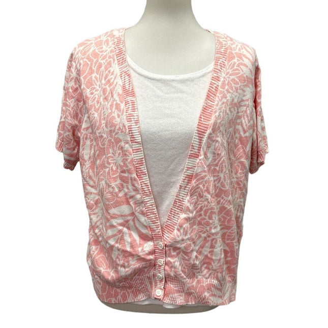 2 Cathy Daniels Womens XL Short Sleeve Orange Peach PolyCotton Sweater Tops