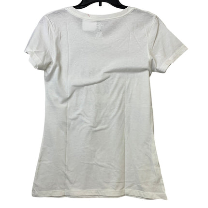 New Hand Printed Womens Medium White PolyCotton Living the Prayer Tee Shirt