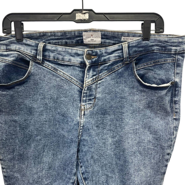 True Craft Womens 18W Vintage Style Mid-Rise Skinny Ankle Stonewash Denim Jeans