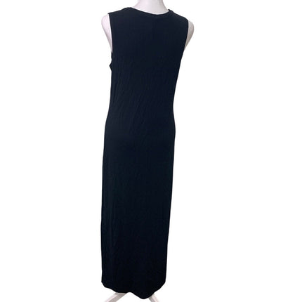 GAP Womens Medium Long Black Straight PolyRayon Sleeveless V Neck Maxi Dress