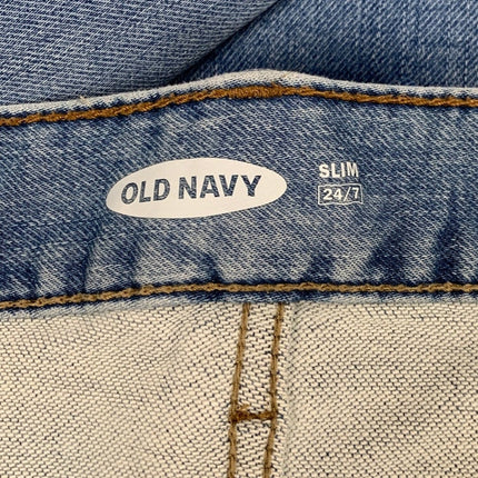 Old Navy Mens Size 38X32 Blue Cotton Blend Slim Factory Distressed Denim Jeans