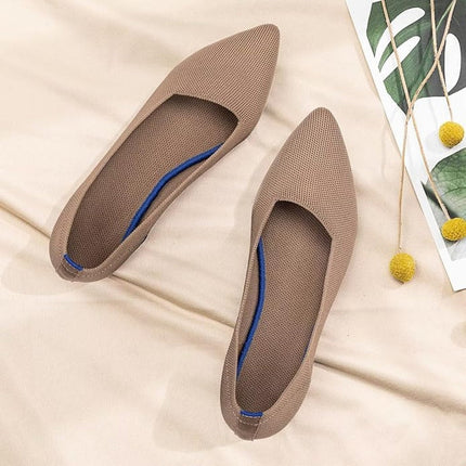 New Frank Mully Womens Size 6 Brown Knit Pointed Toe Slip On Comfort Flats Shoes
