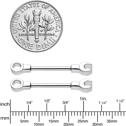 14G 13mm Combo Wrench Barbell Nipple Ring Set