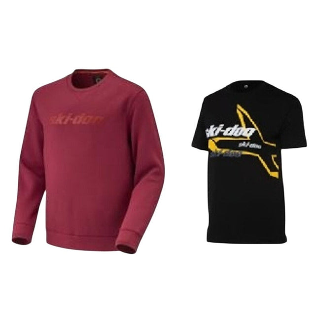 New Ski-Doo Mens XL Burgundy Signature Sweatshirt w Bonus XTEAM Short Sleeve Tee