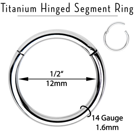 14G 1/2 Solid G23 Implant Grade Titanium Hinged Segment Ring