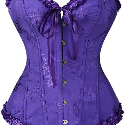 Corset Tops for Women,Lace Bustier Corset Lingerie top,Renaissance Overbust Corset Push Up Bodysuit