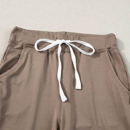 Gray Drawstring Waist Pocketed Joggers