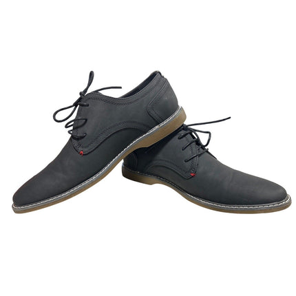 Jousen Mens 9.5 Black Faux Leather Lace Up Oxford Business Casual Dress Shoes