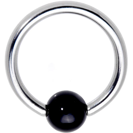14G 7/16 Black Ball BCR Captive Ring