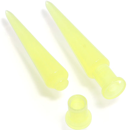2 in 1 Yellow Glow in Dark Interchangeable Screw Fit Plug and Taper Set