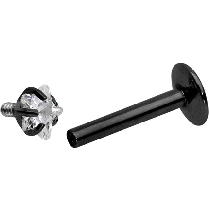 5/16 Clear Star CZ Gem Black PVD Internally Threaded Labret Monroe