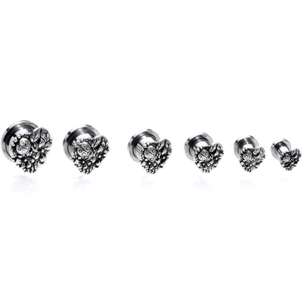 Ladybug Heart Screw Fit Tunnel Plug Set 6mm to 16mm