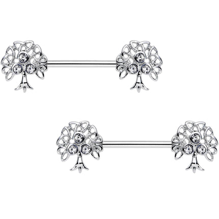 9/16 Clear Gem Trio Fruit Tree Barbell Nipple Ring Set