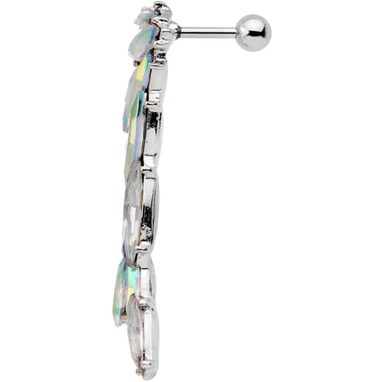 1/4 Aurora Gem Feathered Cascade Tragus Cartilage Earring