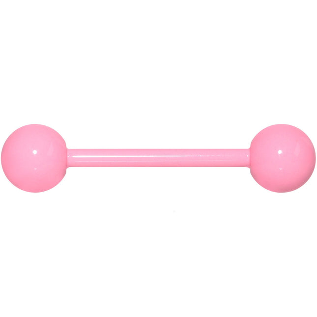 14G 5/8 Pink Acrylic Over Steel Tongue Ring