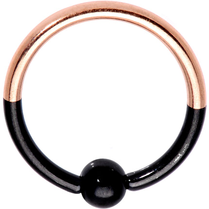 16G 3/8 Black and Rose Gold Tone Two Tone BCR Captive Ring