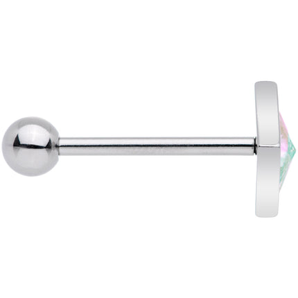 White Rainbow Gem Rhombus Barbell Tongue Ring