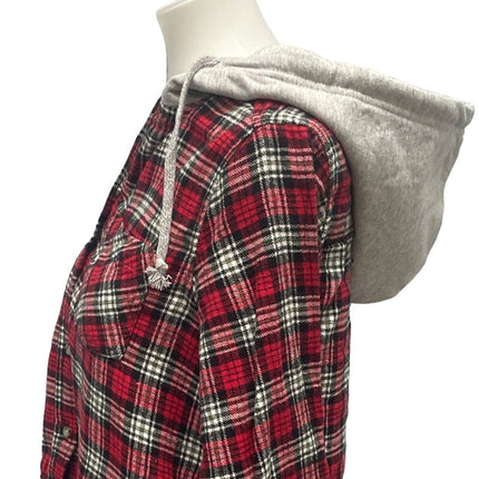 New Hand Printed Womens XXL Black Lab Dog Long Sleeve Plaid Flannel Hoodie