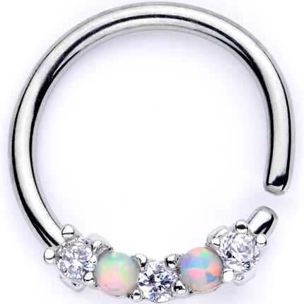 16G 5/16 White Synthetic Opal Blingy Seamless Circular Ring