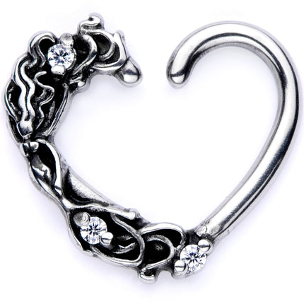16G 3/8 Clear CZ Gem Flower Garden Right Heart Closure Ring