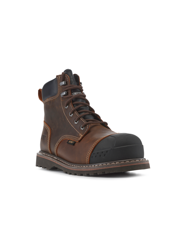 Kiwi Premium Brown Crazy Horse 6" Steel Toe Waterproof Cap-Toe Work Boots [R64100]