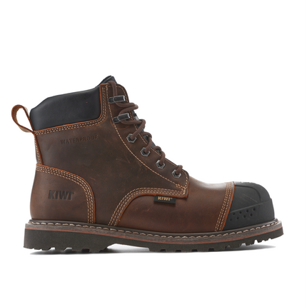Kiwi Premium Brown Crazy Horse 6" Steel Toe Waterproof Cap-Toe Work Boots [R64100]