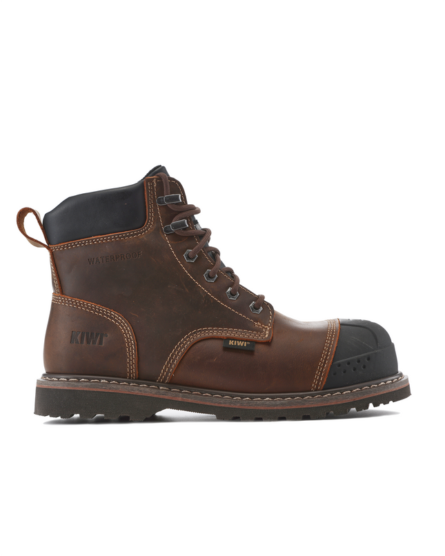 Kiwi Premium Brown Crazy Horse 6" Steel Toe Waterproof Cap-Toe Work Boots [R64100]