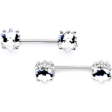 9/16 Clear Gem Supernova Barbell Nipple Ring Set