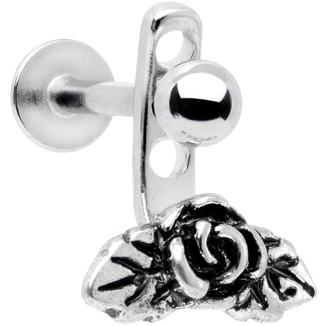 16G 3/8 Kissed Rose Flower Dangle Cartilage Tragus Helix Piercing