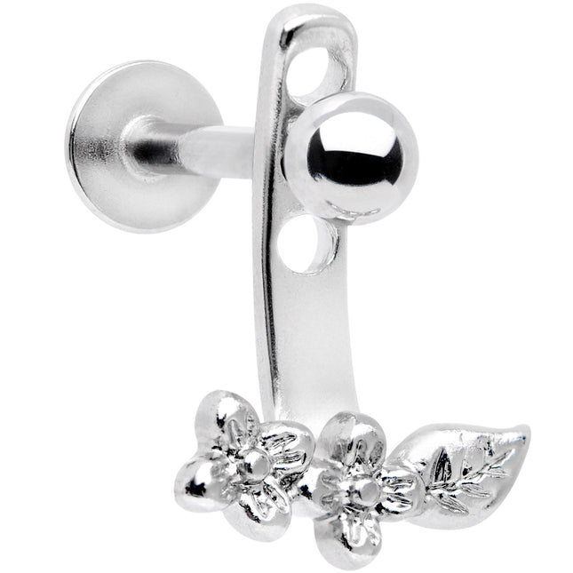16G 3/8 Leafy Flowers Dangle Cartilage Tragus Helix Piercing