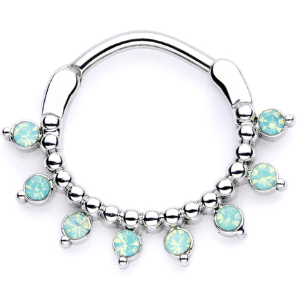 16G 3/8 Teal Faux Opal Twisted Horseshoe and Clicker Set of 3