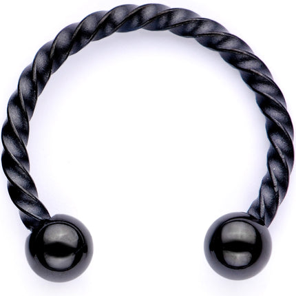 16G Pink Faux Opal Black Anodized Twisted Horseshoe Clip On Fake Septum Ring Set